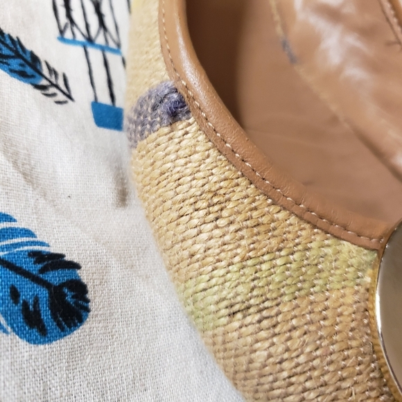 Tory Burch Reva Raffia Woven Striped Flats size 8½